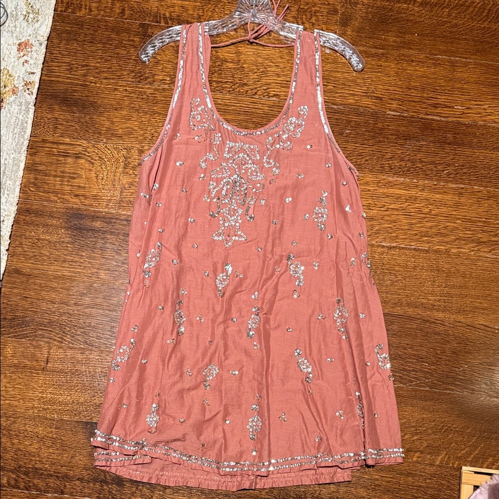 Free People Embellished Coral Sleeveless Dress